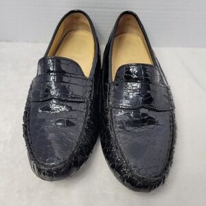 Cole Haan Air Women's 7‎ 1/2 B Black MOC Leather Loafer Alligator